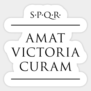 Latin quote Amat victoria curam Sticker